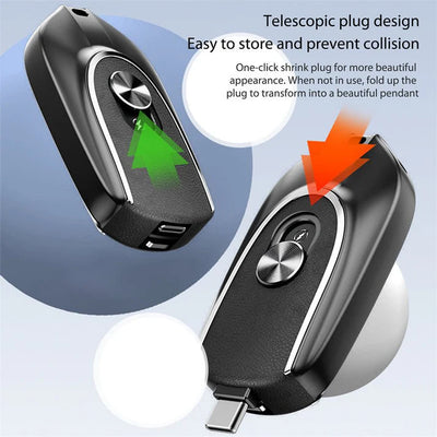 2-in-1 Mini Keychain Power Bank – Portable Charger with 1200mAh Battery